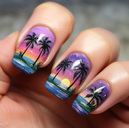 Nail Art Set for Beach Sunset Designs