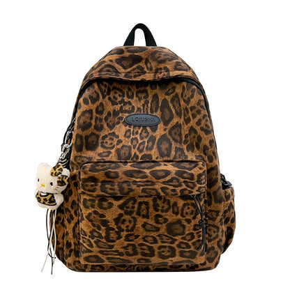 Casual Backpack with Animal Print Design