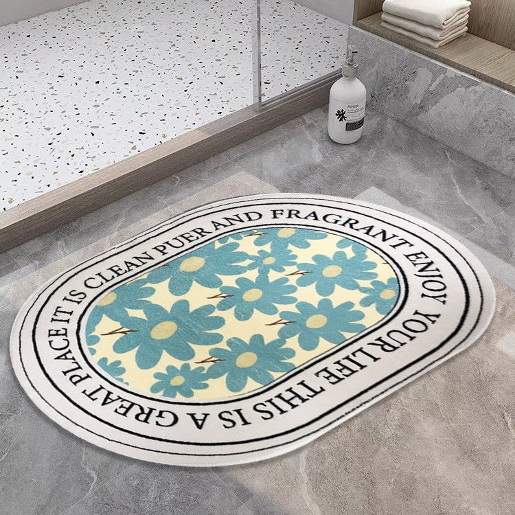 Motivational Bath Mat with Abstract Design