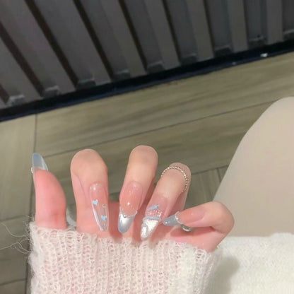 Press-On Nails with Artistic Ocean Theme Design