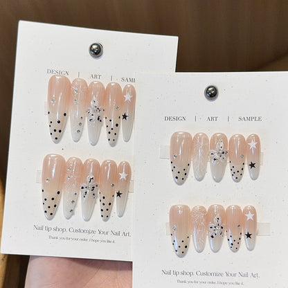 Creative Acrylic Nail Kit with Shimmering Accents and Unique Designs