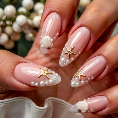Shell-Inspired Press-On Nail Art Design