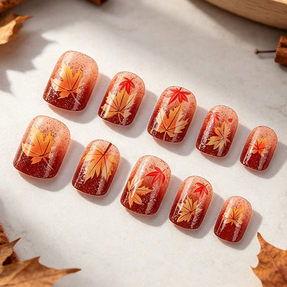 Autumn-Themed Gel Nail Art Style