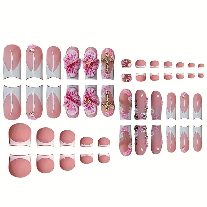 Floral 3D Press-On Nail Art Set