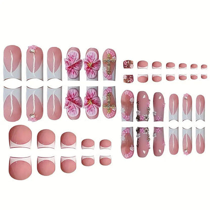 Floral 3D Press-On Nail Art Set