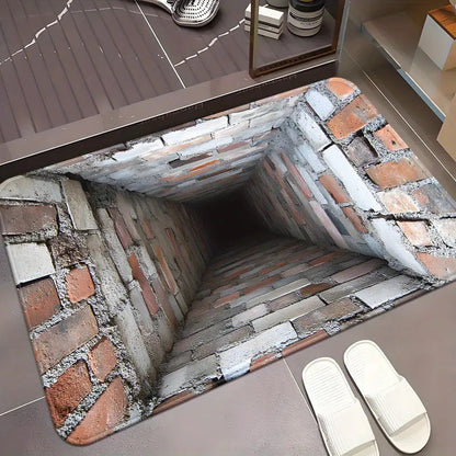 Optical Illusion Bath Mat with 3D Brick Design