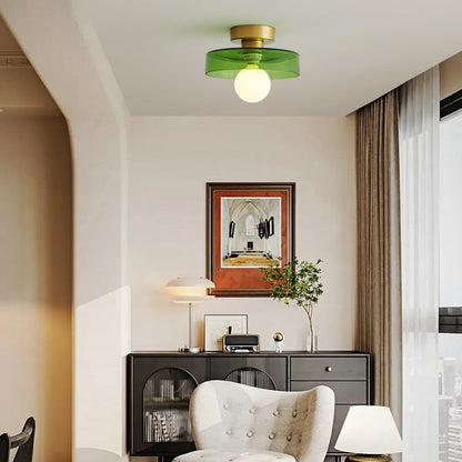 Geometric Flush Mount Lamp - Retro French Bauhaus Ceiling Fixture