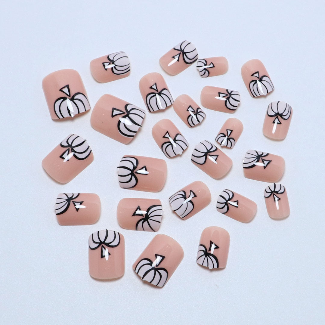 Pumpkin Design Press-On Nail Set