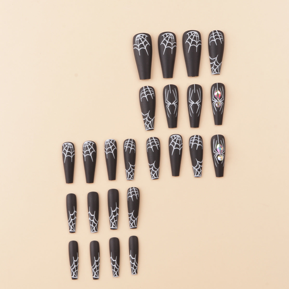 Spider Design Press-On Nail Set for Artistic Styles