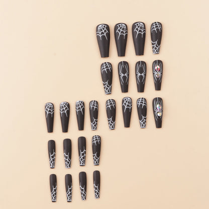 Spider Design Press-On Nail Set for Artistic Styles