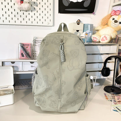 Cute Backpack with Bear Pattern