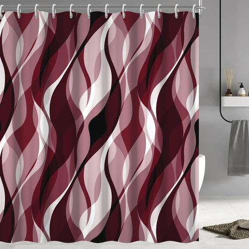 Wavy Design Shower Curtain in Abstract Style