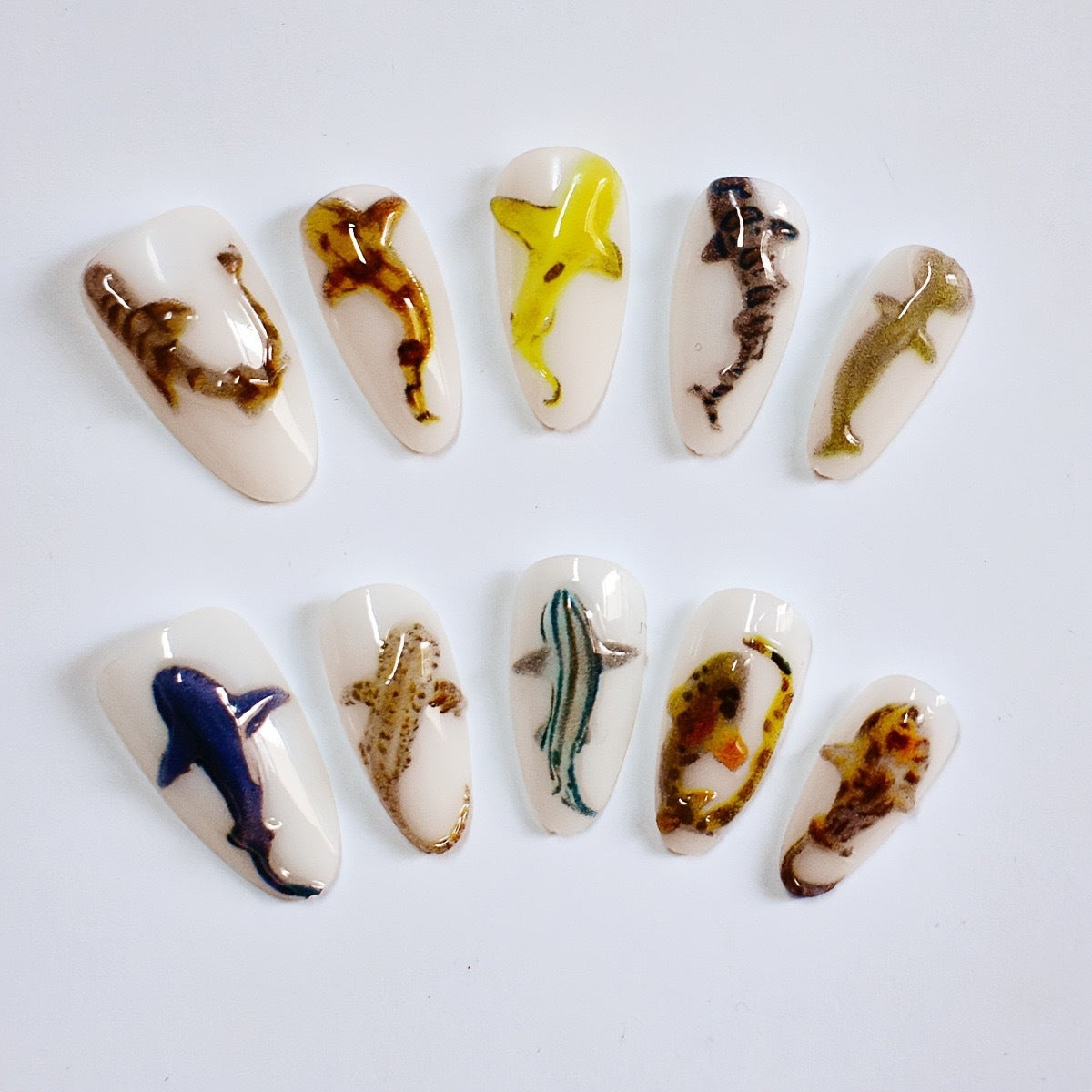 Shark-Inspired Nail Art Extensions for Creative Designs