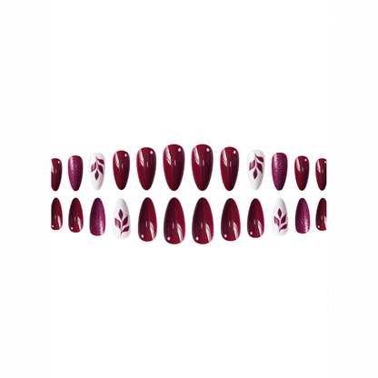 Glitter Leaf Design Press-On Nail Art Set