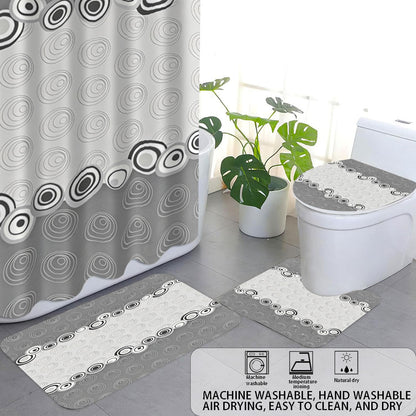 Digital Four-Piece Bathroom Set with Abstract Design