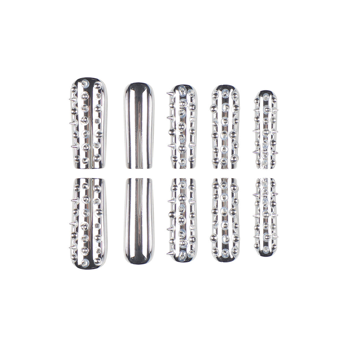 Spiked Press-On Nails with Artistic Design