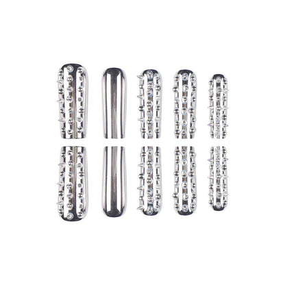 Spiked Press-On Nails with Artistic Design