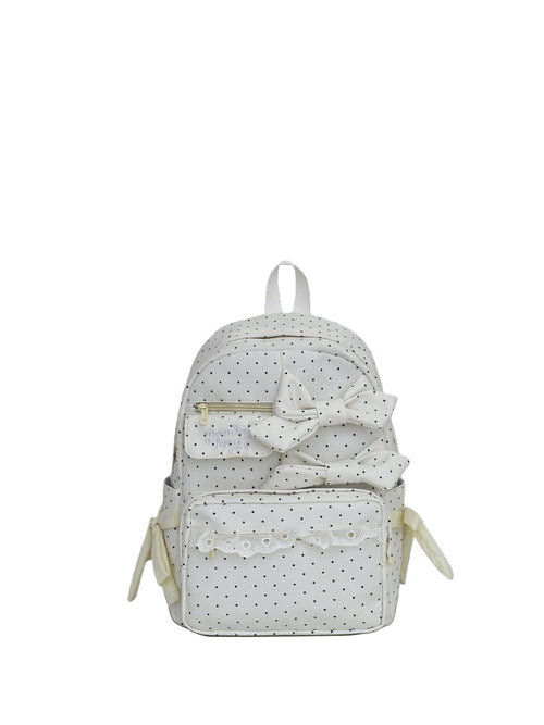 Cute Polka Dot School Backpack with Bow Detail