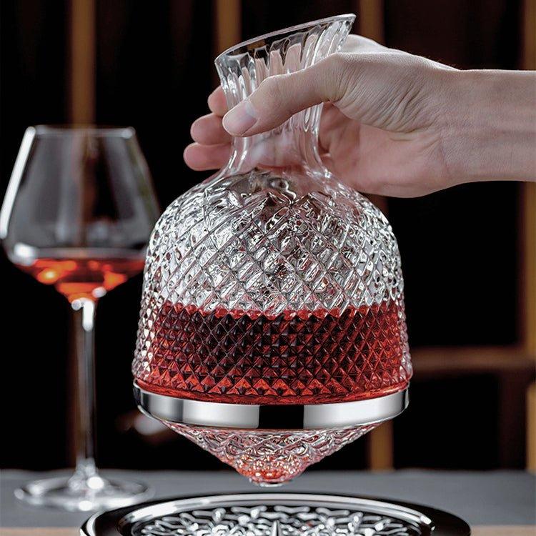 Crystal Glass Wine Decanter | 360° Rotating | Elegant Design & Optimal Aeration