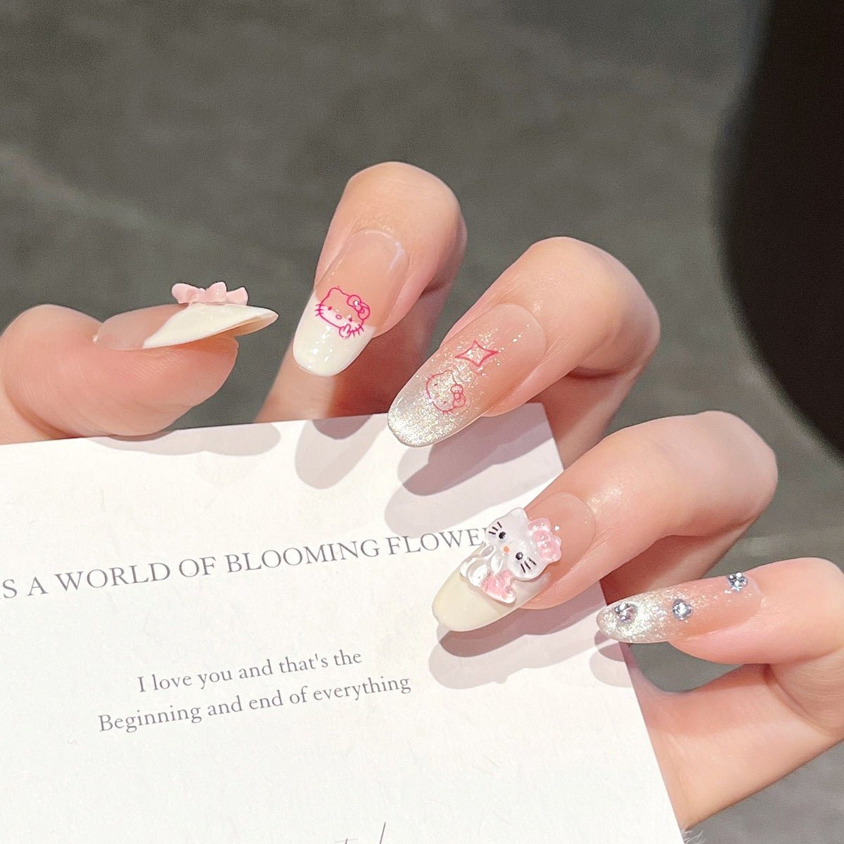 Decorative Press-On Nails with Cartoon Design