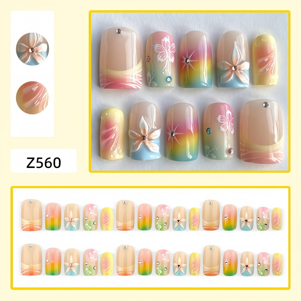 Floral Gradient Acrylic Nails Design