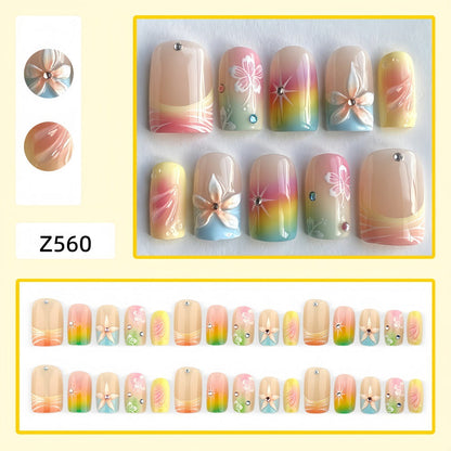 Floral Gradient Acrylic Nails Design