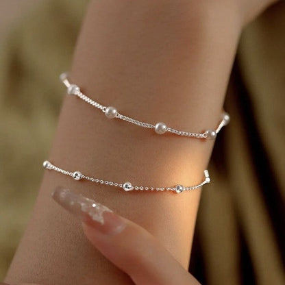 Adjustable Bracelet with Pearl Charms