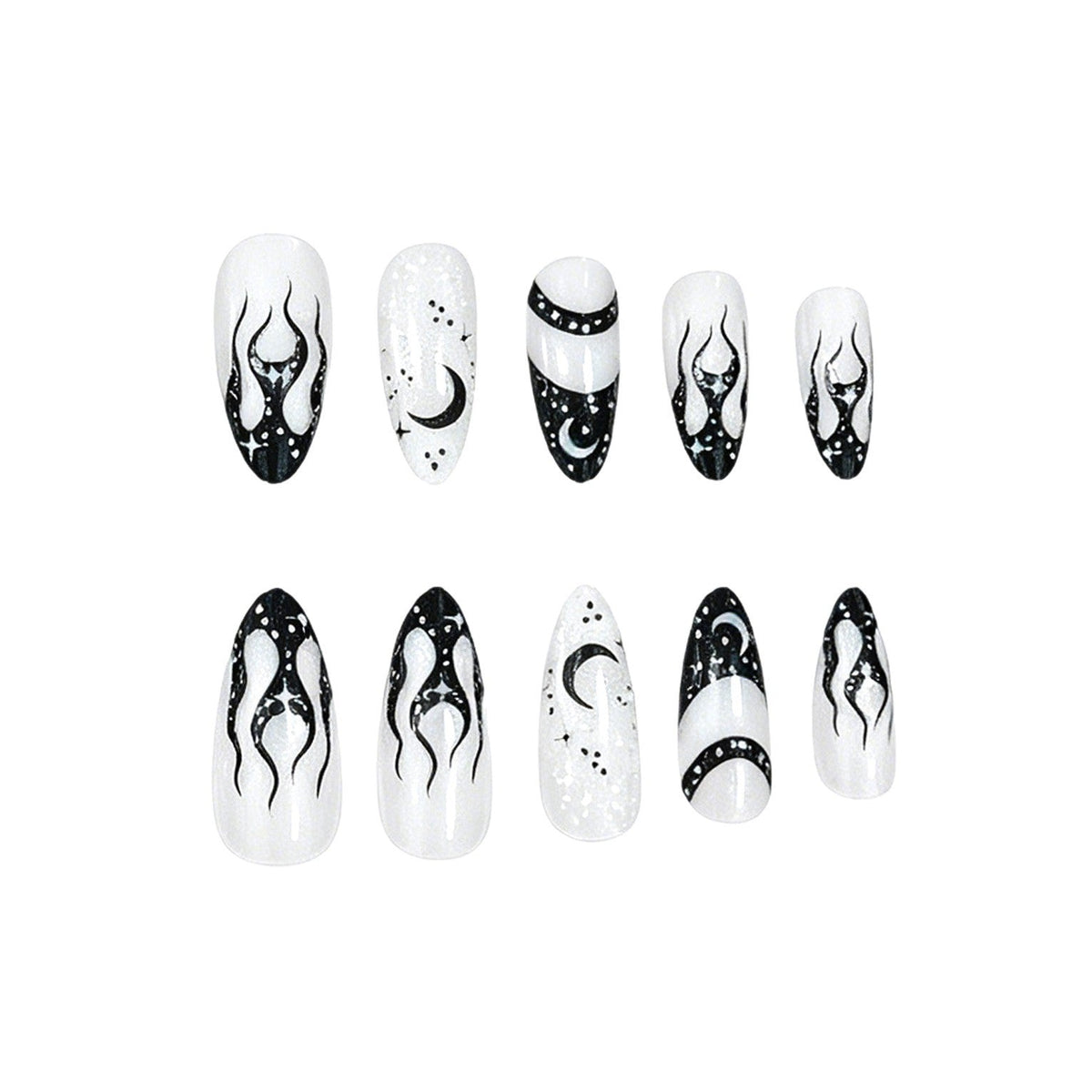 Elegant Stiletto Nail Extensions in Artistic Design