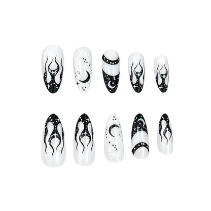 Elegant Stiletto Nail Extensions in Artistic Design