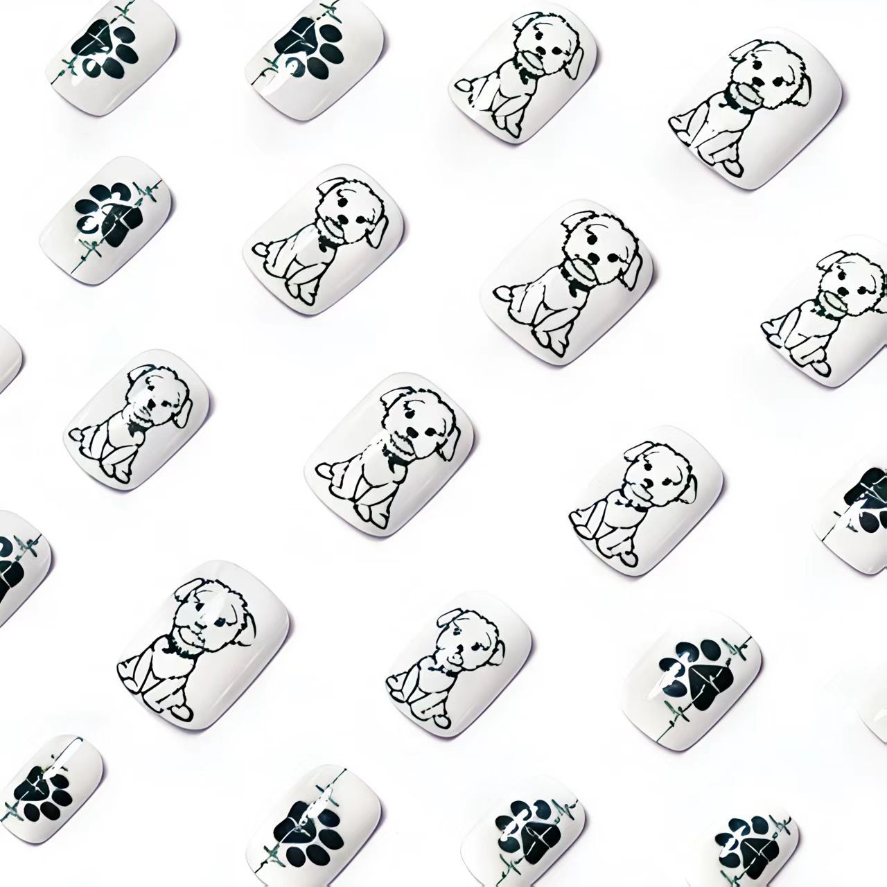 Cute Dog Design Acrylic Nail Set