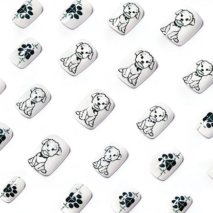 Cute Dog Design Acrylic Nail Set