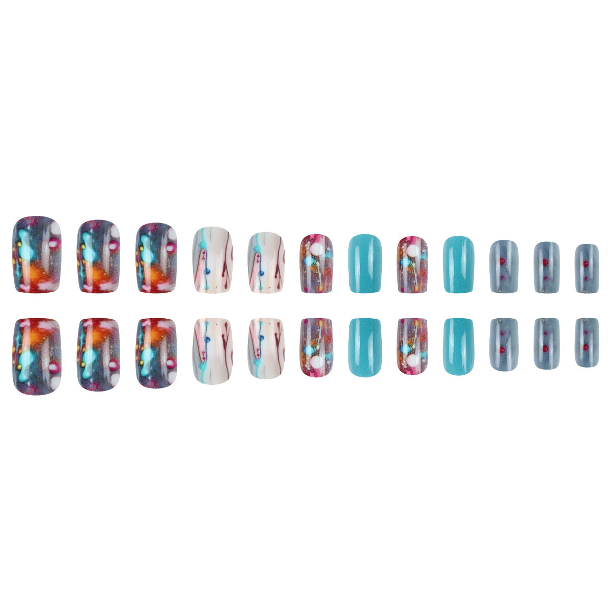 Press-On Nails with Artistic Splatter Design