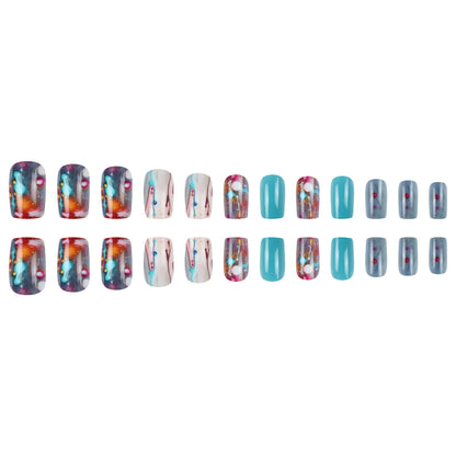 Press-On Nails with Artistic Splatter Design