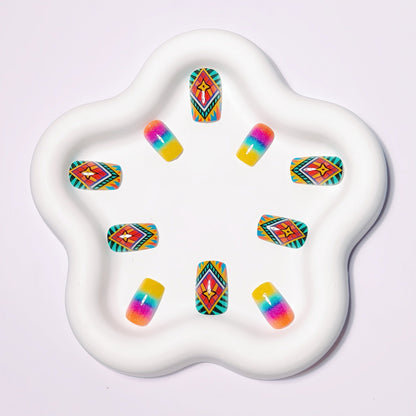Geometric Nail Art in Bohemian Style