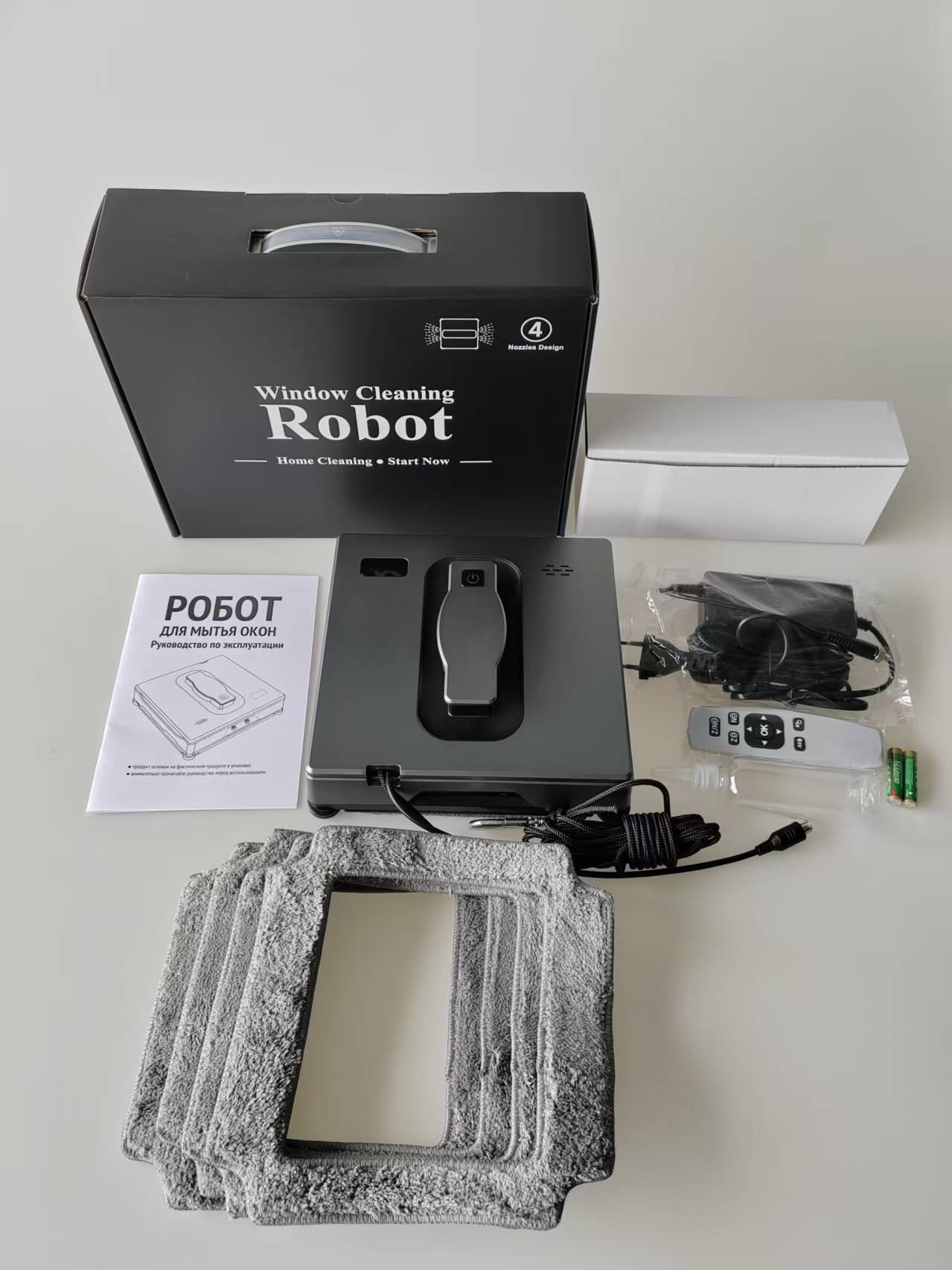Robotic Window Cleaner System with Remote Control and Safety Tether