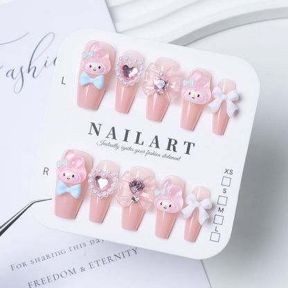Floral Embellished Press-On Stiletto Nail Set