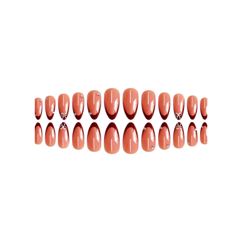 Press-On Stiletto Nails with Gemstone Details – Artistic Design