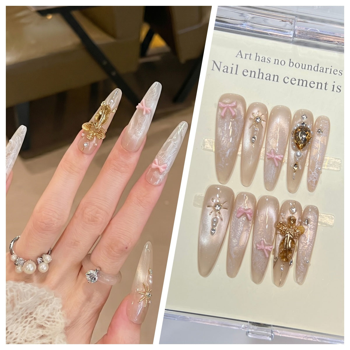 Charming Patterned Press-On Stiletto Nail Set