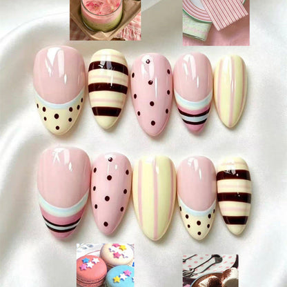 Decorative Press-On Nail Set with Unique Patterns