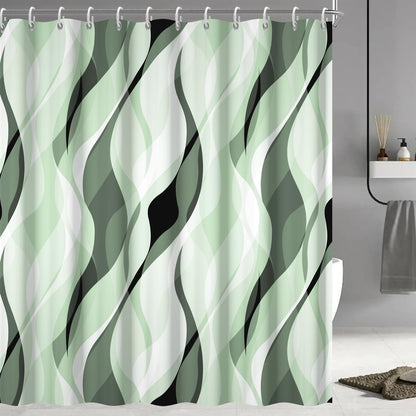 Wavy Design Shower Curtain in Abstract Style