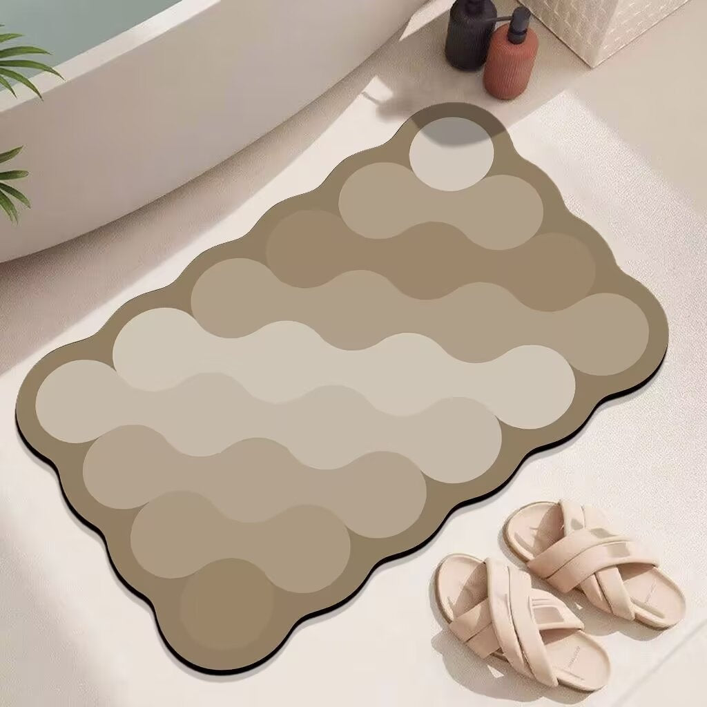 Wave Pattern Bath Mat with Abstract Design