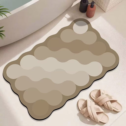 Wave Pattern Bath Mat with Abstract Design