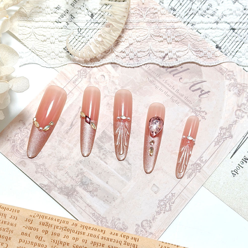 Crystal-Embellished Acrylic Nails for a Glamorous Look