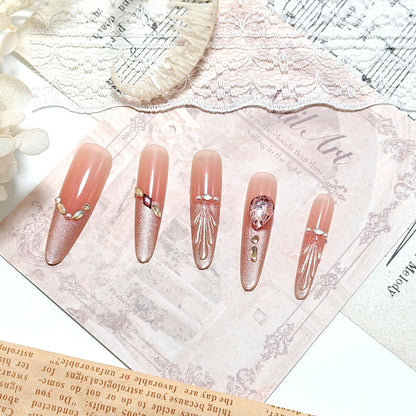 Crystal-Embellished Acrylic Nails for a Glamorous Look