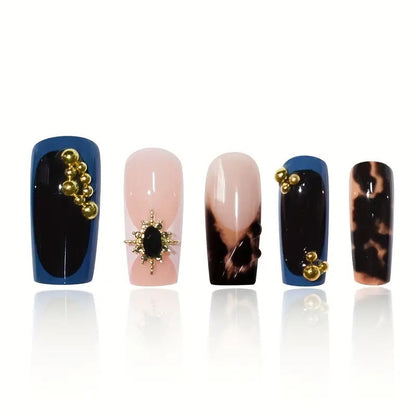 Decorative Press-On Nail Set with Artistic Designs