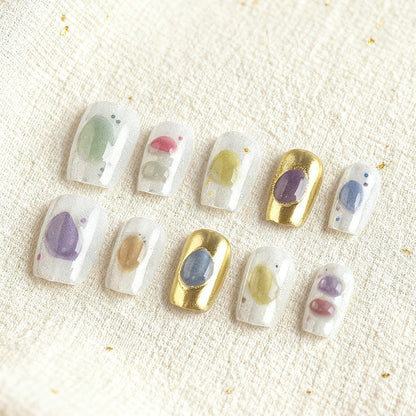 Artistic Stone Designed Press-On Nail Set