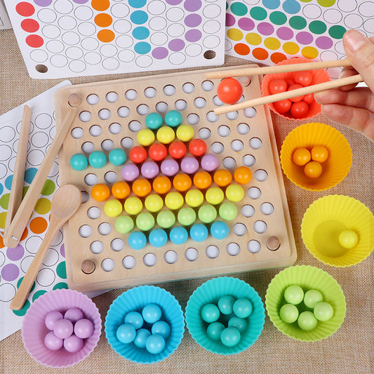 Wooden Ball Sorting Game for Color and Number Recognition - Montessori