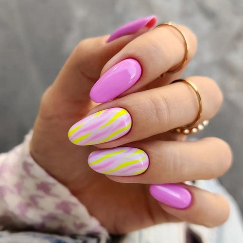Colourful Patterned Acrylic Nail Set
