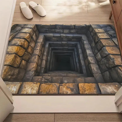 Optical Illusion Bath Mat with 3D Brick Design
