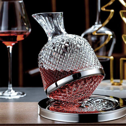 Crystal Glass Wine Decanter | 360° Rotating | Elegant Design & Optimal Aeration